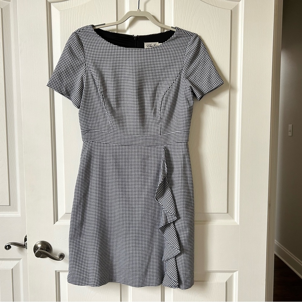 Eliza J 10 Houndstooth Dress with Frill Detail